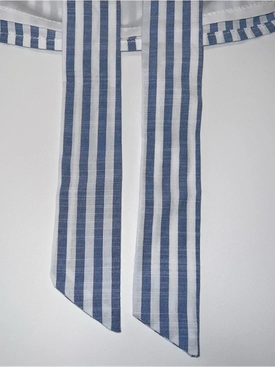 Cider Blue & White Striped Sleeveless Tie-Back Blouse NWT Sz XL - Picture 12 of 13